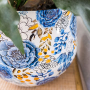 3 darabos, kék színű, fém design kaspó szett.