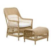 Natúr színű, műrattan kerti zsámoly.