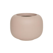 ELEMENTAL SPHERE LOW XS púderpink kompozit design kaspó 35 cm átmérővel, modern alacsony gömb formában
