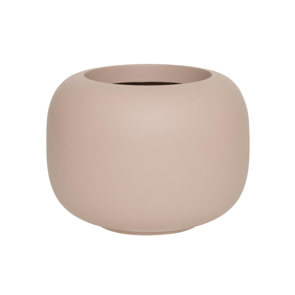 ELEMENTAL SPHERE LOW S púderpink kompozit design kaspó 46 cm átmérővel, modern alacsony gömb formában