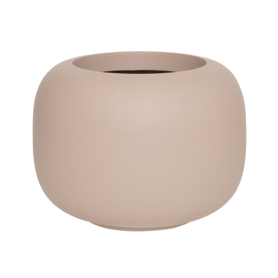 ELEMENTAL SPHERE LOW M púderpink kompozit design kaspó 53 cm átmérővel, modern alacsony gömb formában