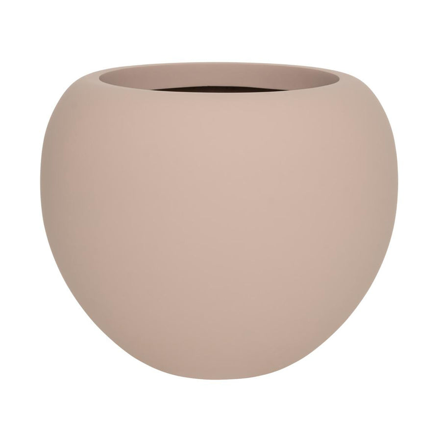 ELEMENTAL STREAM púderpink kompozit design kaspó 65 cm átmérővel, modern gömb formájú fiberglass kaspó