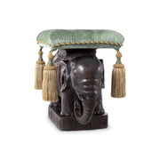 Eichholtz Elephant puff bronz hatású elefánt szoboralappal és zöld bársony ülőfelülettel, selyem bojt díszítéssel