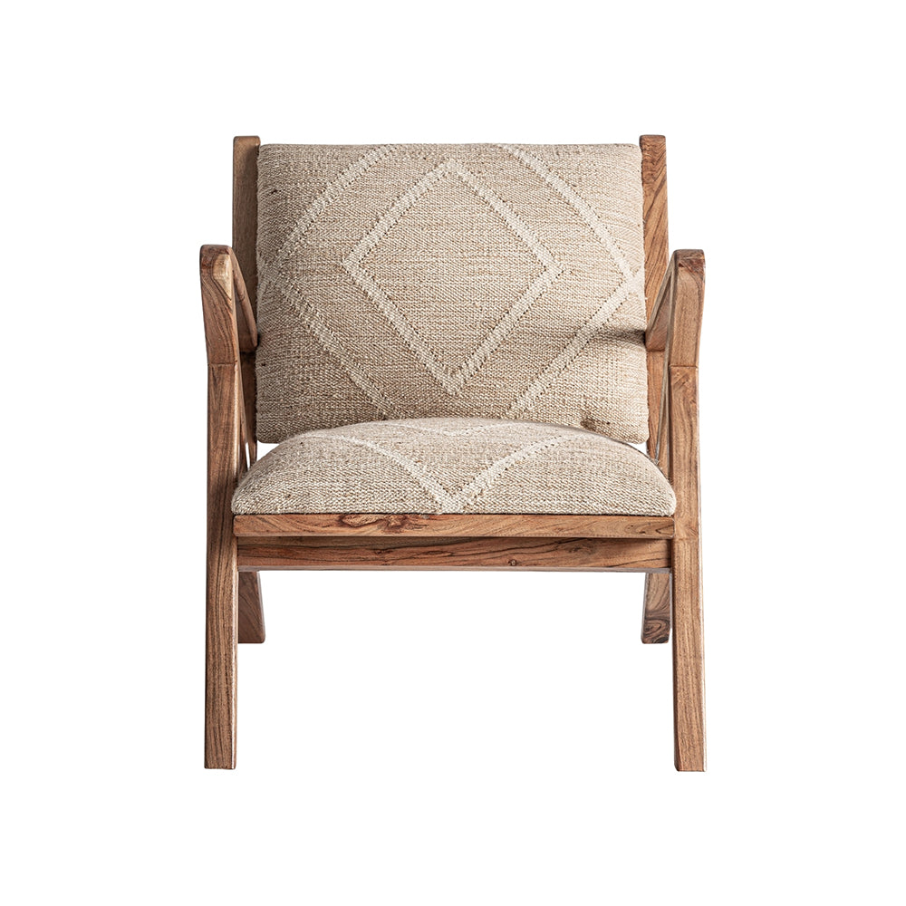 natúr mangófa fotel juta kárpitozással elölnézetben
