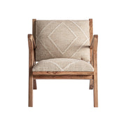 natúr mangófa fotel juta kárpitozással elölnézetben
