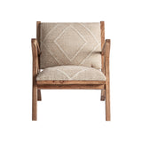 natúr mangófa fotel juta kárpitozással elölnézetben
