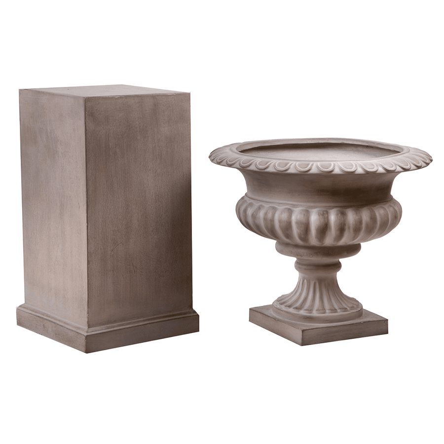 Kaspó és posztamens külön egységben, antik homokszínű felülettel