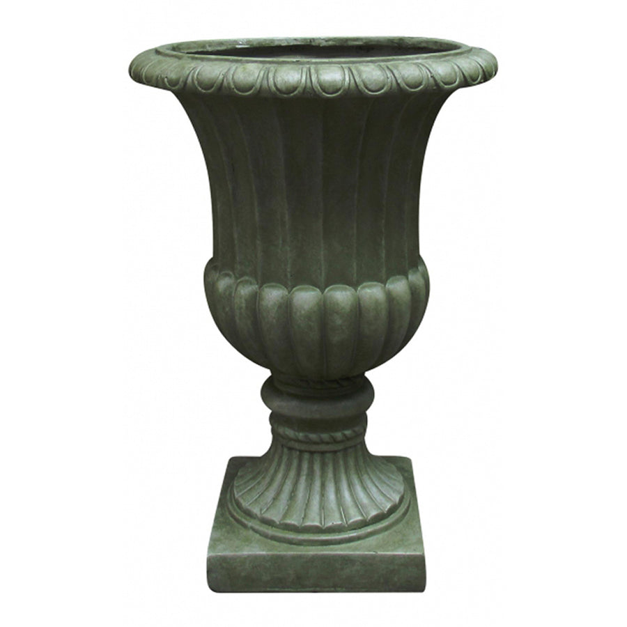 Antik zöld, kannelúrás óriás kaspó az England kollekcióból, klasszikus formával