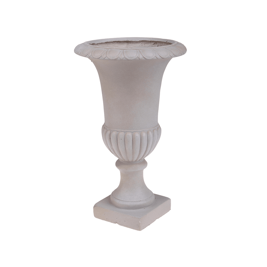 England homokszínű kaspó enyhén oldalnézetből, trombitaformájú kialakítás