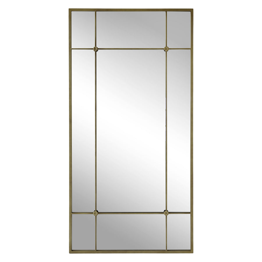 Antik sárgaréz színű falitükör osztott felülettel loft stílusban