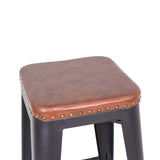 FACTORY ipari bárszék részlet – szegecselt barna műbőr ülőfelület