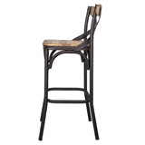 Factory loft bárszék oldalnézetben, keresztmerevítéses háttámlával