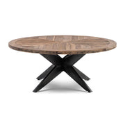 Falcon Crest kerek tölgyfa dohányzóasztal 100 cm fekete fém lábbal