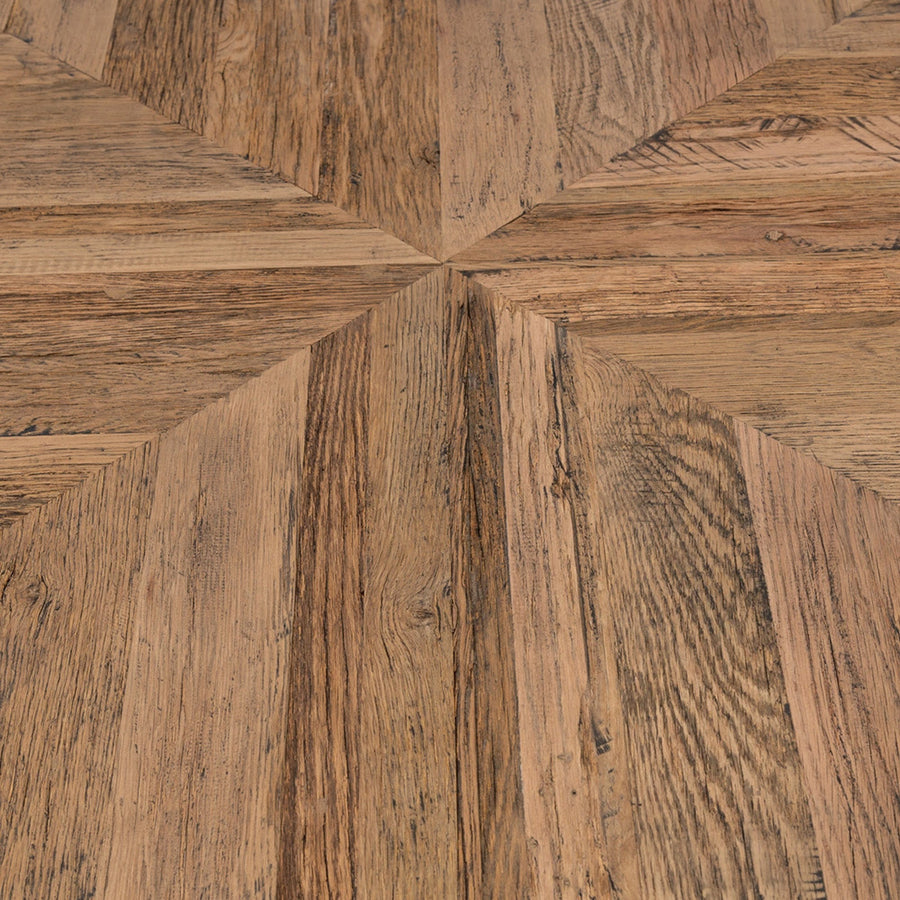 Kerek fa asztallap geometrikus mintázattal