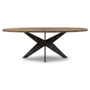Falcon Crest ovális tölgyfa étkezőasztal 230 cm fekete fém lábbal