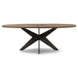 Falcon Crest ovális tölgyfa étkezőasztal 230 cm fekete fém lábbal