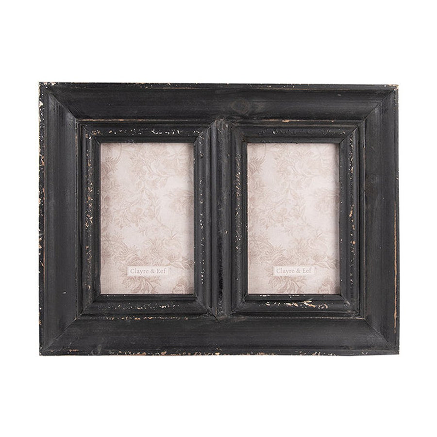 Antikolt fekete színű, dupla keretű fali fényképtartó képkeret.