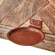 Natúr színű, újrahasznosított fából készült kézműves fali gyertyatartó.