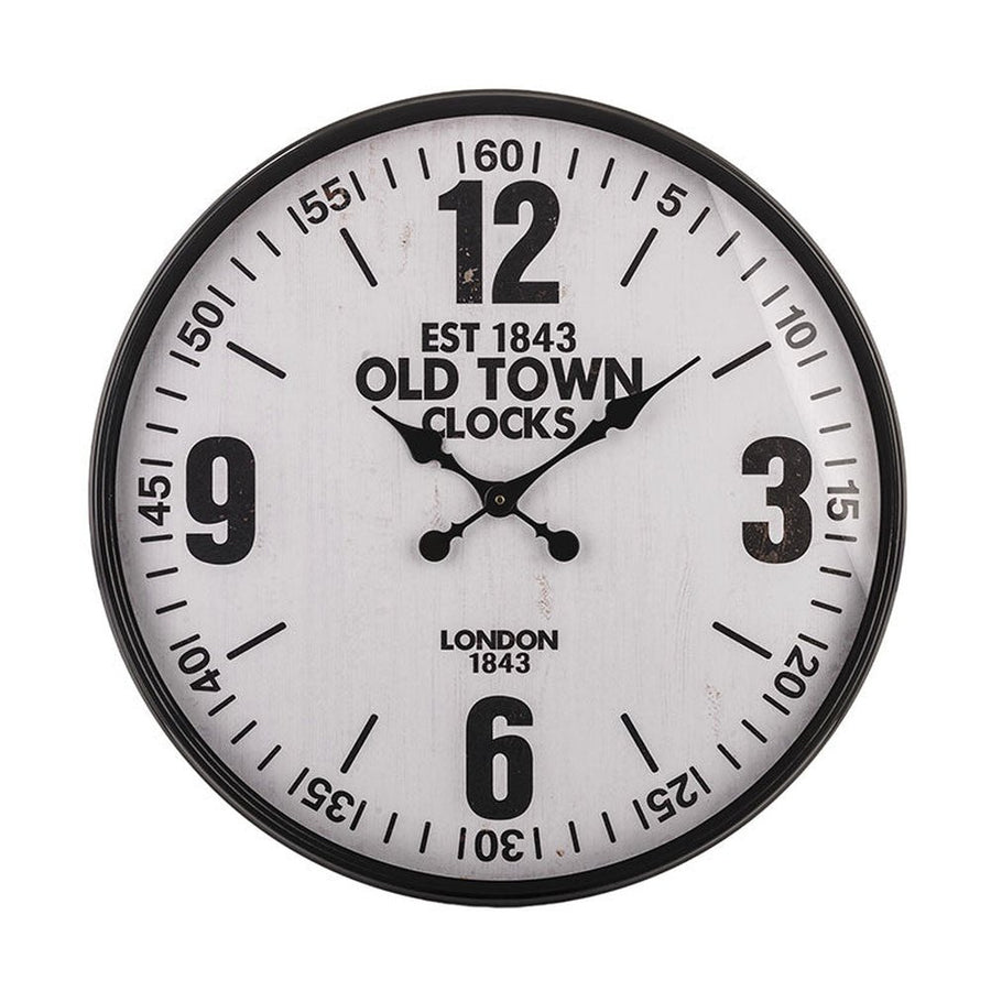 Vintage, loft stílusú, fémből készült, 60 cm átmérőjű, fekete-fehér színű nagy falióra