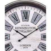 Vintage, loft stílusú, fémből készült, fekete-szürke színű nagy falióra.