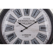 Vintage, loft stílusú, fémből készült, fekete-szürke színű nagy falióra.