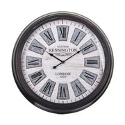 Vintage, loft stílusú, fémből készült, fekete-szürke színű nagy falióra.