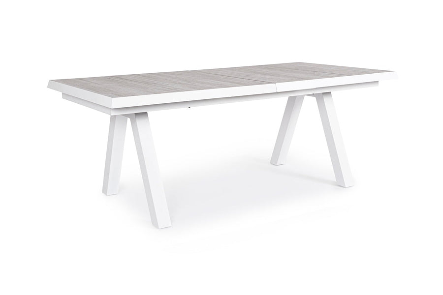 Krém színű kortárs kerti étkezőasztal.