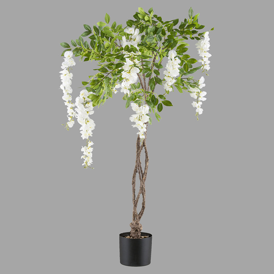 Fehér színű mű lilaakác fa.