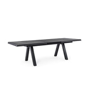 Fekete színű modern kerti asztal.