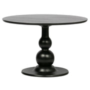 Kerek formájú, mélyfekete színű, dizájn étkezőasztal.