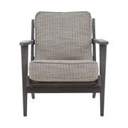 Amerikai tölgyből készült, szürke színű gyapjúpárnákkal kialakított fotel.