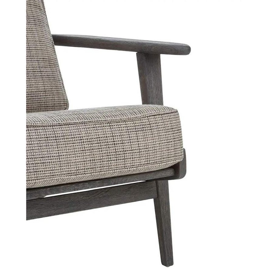 Amerikai tölgyből készült, szürke színű gyapjúpárnákkal kialakított fotel.