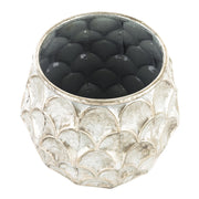 Antik ezüst színű,, dekor fém kaspó.