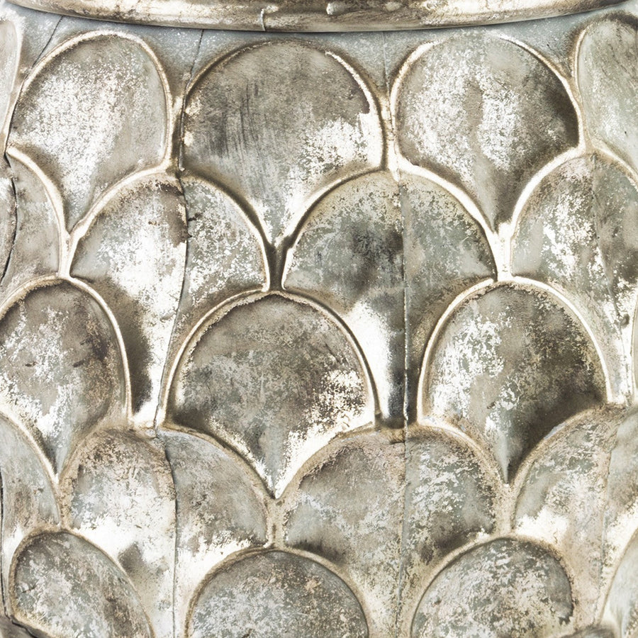 Antik ezüst színű,, dekor fém kaspó.