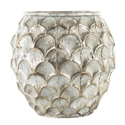 Antik ezüst színű,, dekor fém kaspó.