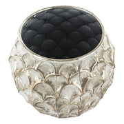 Antik ezüst színű,, dekor fém kaspó.