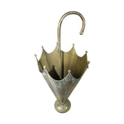 Óarany színű, esernyő formájú fém esernyőtartó.