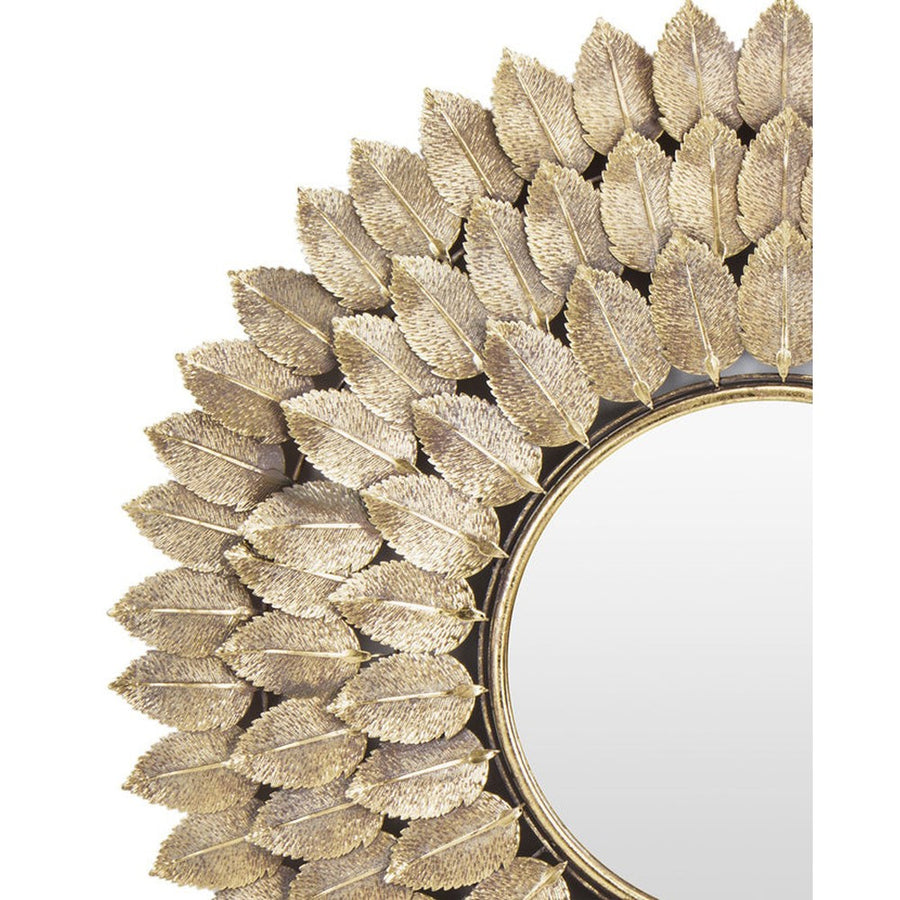 Modern stílusú, aranyszínű fém falitükör.