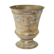 Óarany színű fém kaspó.