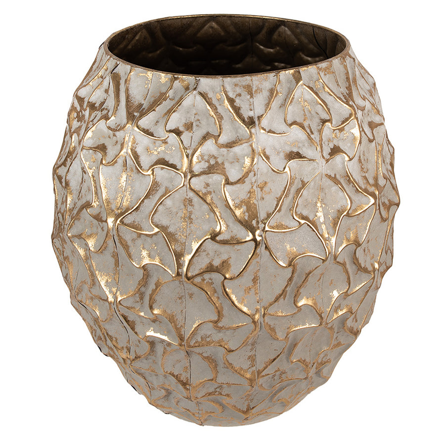 Antik arany színű,, dekor fém kaspó.