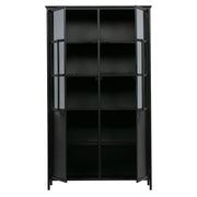 Fekete színű, kortárs design vitrines szekrény, modern, matt bevonattal.