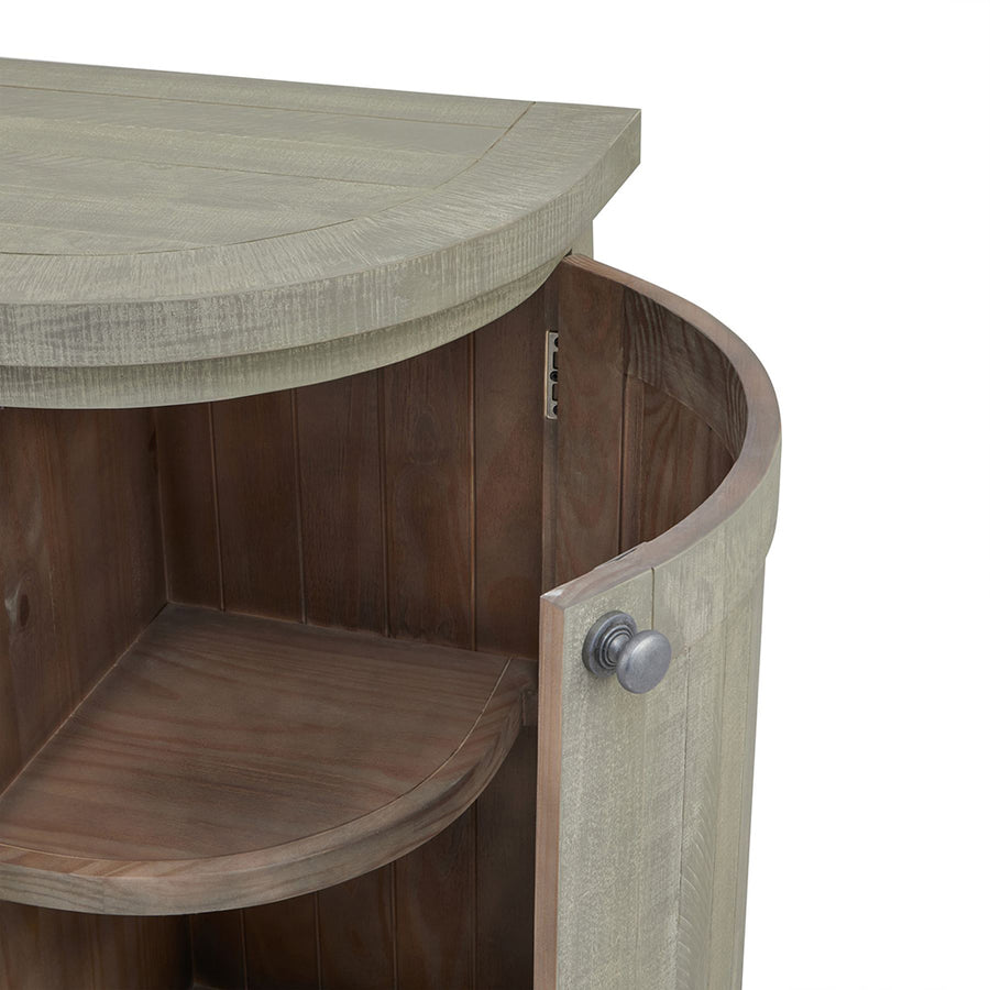 Tömör fenyőfából készült, mosott szürke színű, pácolt tálaló.