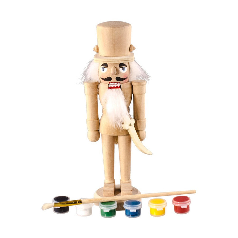 Festhető diótörő figura, ecsettel és festékekkel.