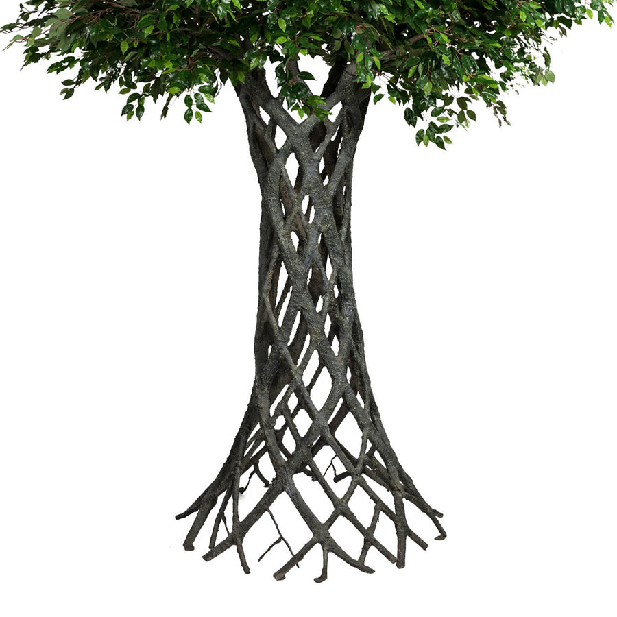 FICUS kollekció dekoratív mű fikuszfa fonott hatású realisztikus törzzsel.