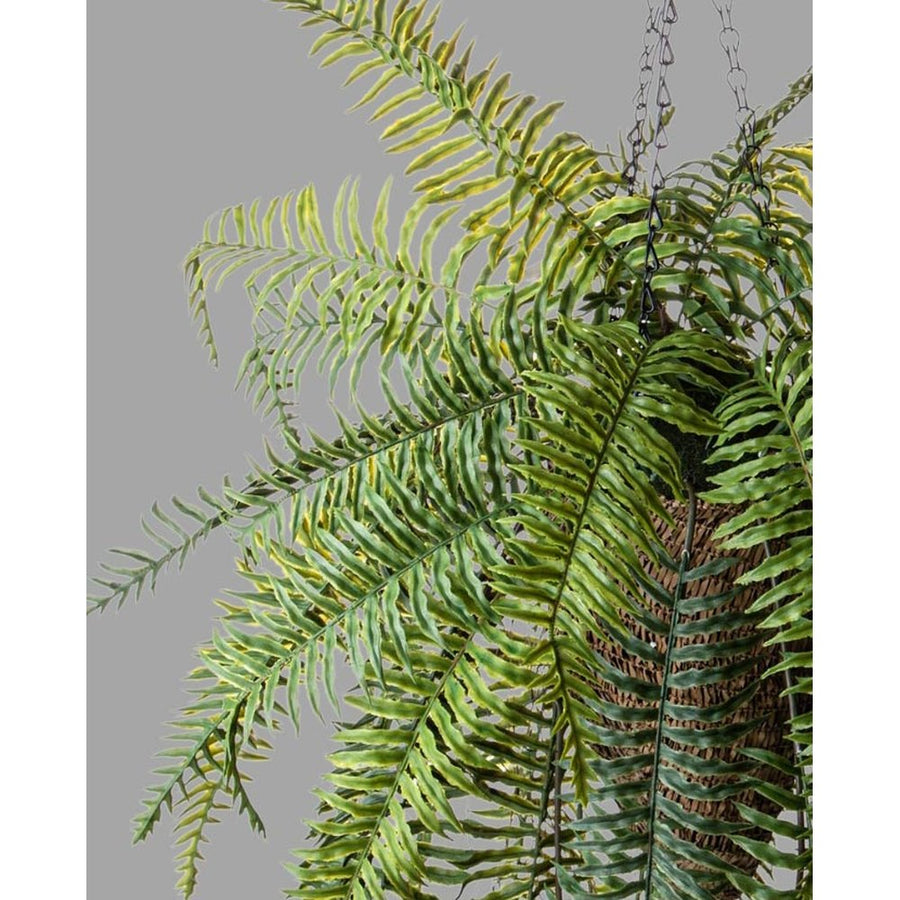 Függeszthető kialakítású, páfrány műnövény dekoráció.