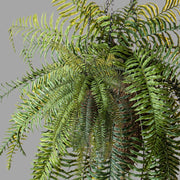 Függeszthető kialakítású, páfrány műnövény dekoráció.