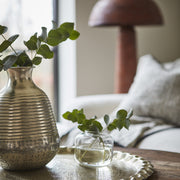 Barna színű, gomba formájú, fém design állólámpa.