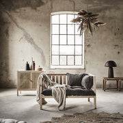 Barna színű, gomba formájú, fém design asztali lámpa.