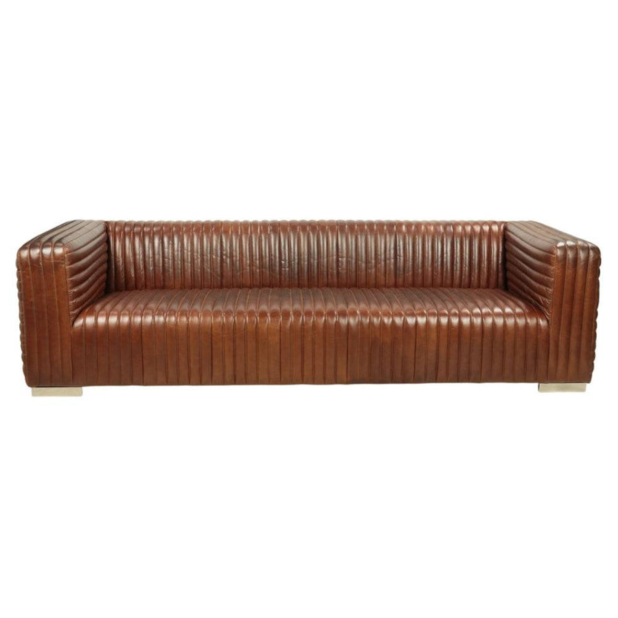 Georgio 4 személyes dohánybarna bőrkanapé elölnézet