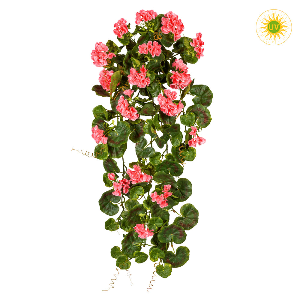 UV-álló csüngő mű muskátli halvány rózsaszín virágokkal 80 cm